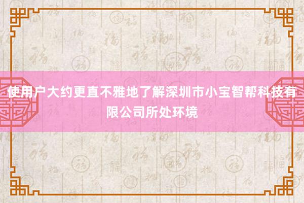 使用户大约更直不雅地了解深圳市小宝智帮科技有限公司所处环境
